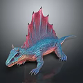3D Rendered Spinosaurus Dinosaur Model With Blue Body Red Sail And Detailed Scales