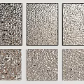 Six Piece Modern Metallic Textured Wall Decor With Black Frames And Square Design 3d model