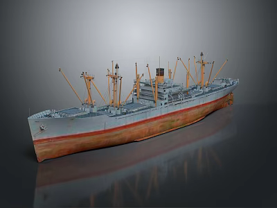 3D Rendered Cargo Ship With Multiple Masts And Colored Hull 3d model