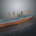 3D Rendered Cargo Ship With Multiple Masts And Colored Hull
