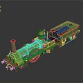 Green Vintage Steam Train Model With Brass Accents And Classic Carriage