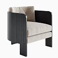 Modern Single Sofa With Tufted Beige Fabric Backrest And Wooden Armrests