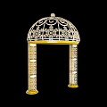 Elegant Event Entrance Gate With Arched Top Golden Decoration And Intricate Carved Columns