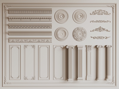 French plaster line carved model