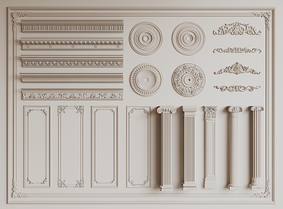 French plaster line carved 3d model