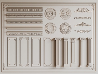 French plaster line carved 3d model