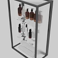 Elegant Glass Shelf Storage For Daily Washing Essentials With Various Bottles And Towels