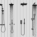Different Types of Shower Heads Installed With Various Designs on White Paneled Wall