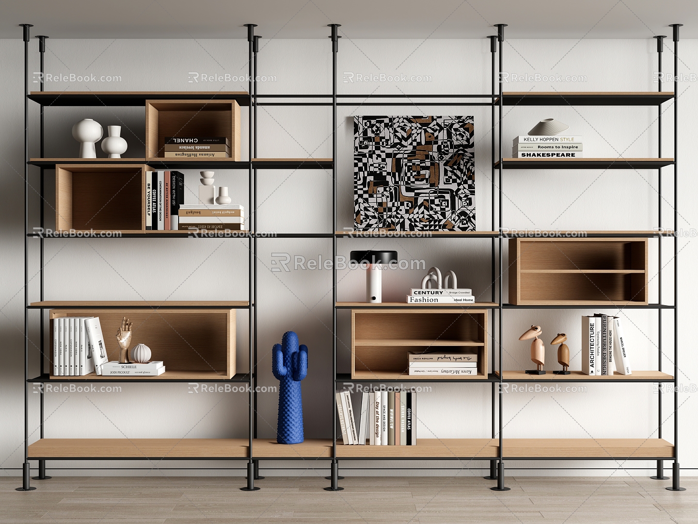 Bookshelf Iron Bookshelf Storage Rack 3d model