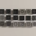Bathroom Shower Drains With Various Black Gray Designs And Patterns 3d model