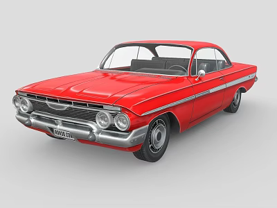 Classic Red Sedan Car With Chrome Accents And Vintage Body Design 3d model