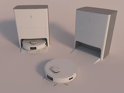 Smart Robot Vacuum Cleaners with Modern Charging Docks and Automatic Cleaning Features 3d model
