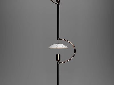 Modern Contemporary Floor Lamp With Curved Metal Stand And White Marble Shade 3d model