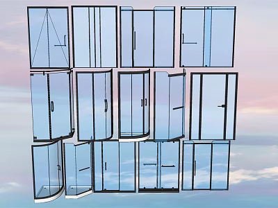 Modern Shower Sauna Glass Doors Featuring Various Design Styles And Options 3d model