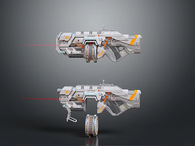 Futuristic Laser Weapon Featuring Advanced Tech Mechanical Design And Red Laser Beam 3d model