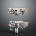 Futuristic Laser Weapon Featuring Advanced Tech Mechanical Design And Red Laser Beam 3d model