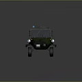 Green Military Tank With Six Wheeled Exterior Cabin And Roof Equipment Design