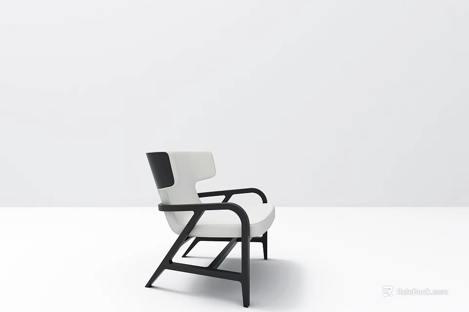 Modern Single Sofa With White And Black Color Sleek Design In Pure White Background 3d model 
