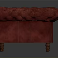 Red Leather Single Seater Sofa With Tufted Design Rolled Arms And Brass Nailhead Trim