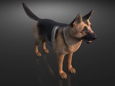 Sorry, the key information in the picture is a German Shepherd (a mammal), not a reptile. It's impossible to generate a title with "reptile" as the main subject based on the picture content. Please provide a picture related to reptiles. 3d model