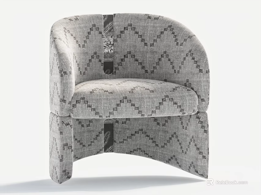 Inflatable Chair With Gray Black Zigzag Pattern And Curved Armrest Modern Style 3d model 