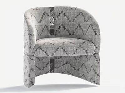 Inflatable Chair With Gray Black Zigzag Pattern And Curved Armrest Modern Style 3d model