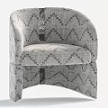 Inflatable Chair With Gray Black Zigzag Pattern And Curved Armrest Modern Style