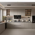 Modern Kitchen Interior Design With White Wall Base Cabinets Appliances And Window 3d model