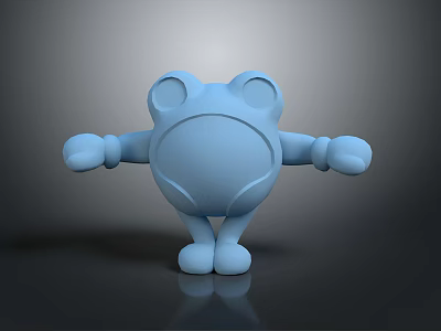 Blue Frog Decorative Ornament Set With Cute Round Body And Extended Arms Design 3d model