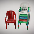 Red Plastic Single Chair with Stackable Multi Colored Design and Sturdy Structure 3d model