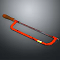 Orange Frame Hacksaw with Wooden Handle and Metal Blade for Cutting Work
