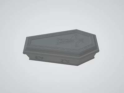 Intricate Sculpture Carving On Coffin With Detailed Patterns And Vaseline Text 3d model