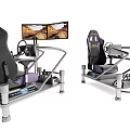 Racing Gaming Simulator Setup With Ergonomic Seat Dual Monitors Steering Wheel And Pedals