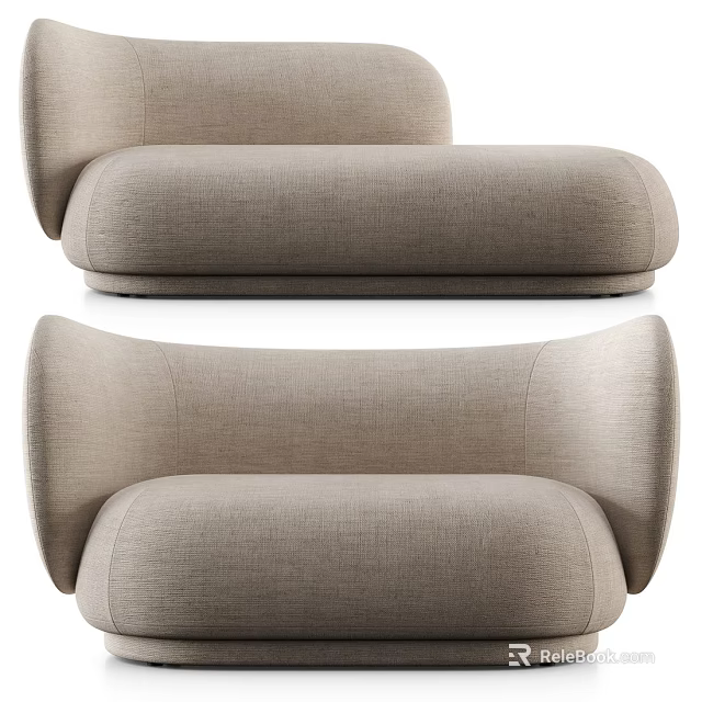 Modern Beige Fabric Sofa Set With Curved Backrest And Minimalist Design 3d model 