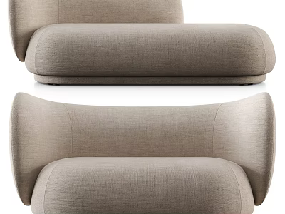 Modern Beige Fabric Sofa Set With Curved Backrest And Minimalist Design 3d model