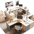 Modern Office Workspace With Modular Desk And Chair Set For Productive Workstations 3d model