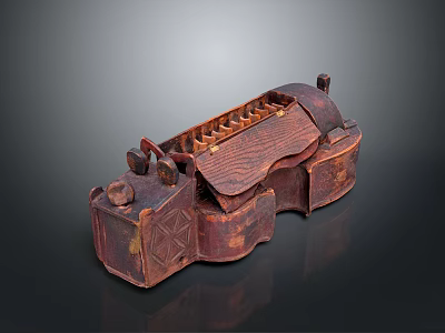 Handcrafted Traditional Wooden Storage Box With Carved Patterns And Multiple Small Sections 3d model