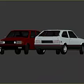 Red and White Classic Hatchback Cars with Retro Design and Shiny Exterior