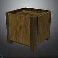 Wooden Square Planter with Textured Surface and Sturdy Frame for Home Use