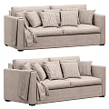 Modern Beige Sofa Design With Multiple Throw Pillows And Cozy Blanket 3d model