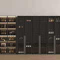 Elegant Modern Wine Cabinet With Multiple Compartments For Wine Bottles And Glassware