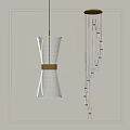 Modern Minimalist Transparent Grid Chandeliers With Metallic Band And Spiral Small Pendants