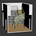Modern Spiral Staircase With Glass Railing And Wooden Steps In Interior Design Space