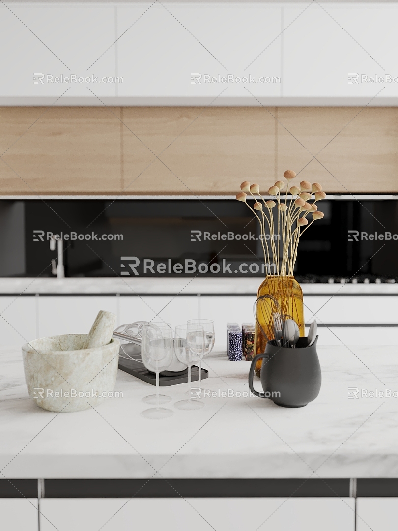 Modern Kitchen Ornaments Wine Mortar Vase Tableware 3d model