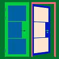 Black Frame Frosted Glass Swing Door with 82 Inch Height and 33 Inch Width