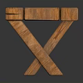 Handcrafted Rustic Wooden Stool Featuring Square Top And Crossed Legs With Natural Wood Grain