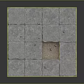 Gray Square Stone Pavers Laid On Ground With Missing Piece Revealing Earth Underneath