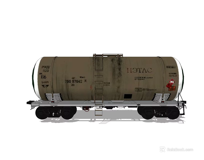 Functional Tank Car With Cylindrical Tank Body And Rail Wheels For Transportation 3d model 