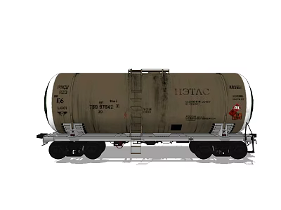 Functional Tank Car With Cylindrical Tank Body And Rail Wheels For Transportation 3d model