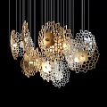 Modern Honeycomb Openwork Chandeliers With Gold And White Warm Lighting Design